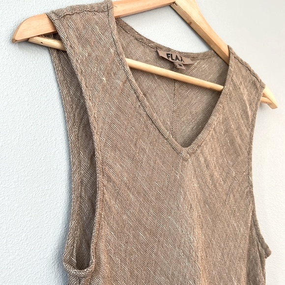 Flax • Natural Tan Linen Sleeveless Tank Tunic Top Mini Dress Size Medium - Picture 7 of 16